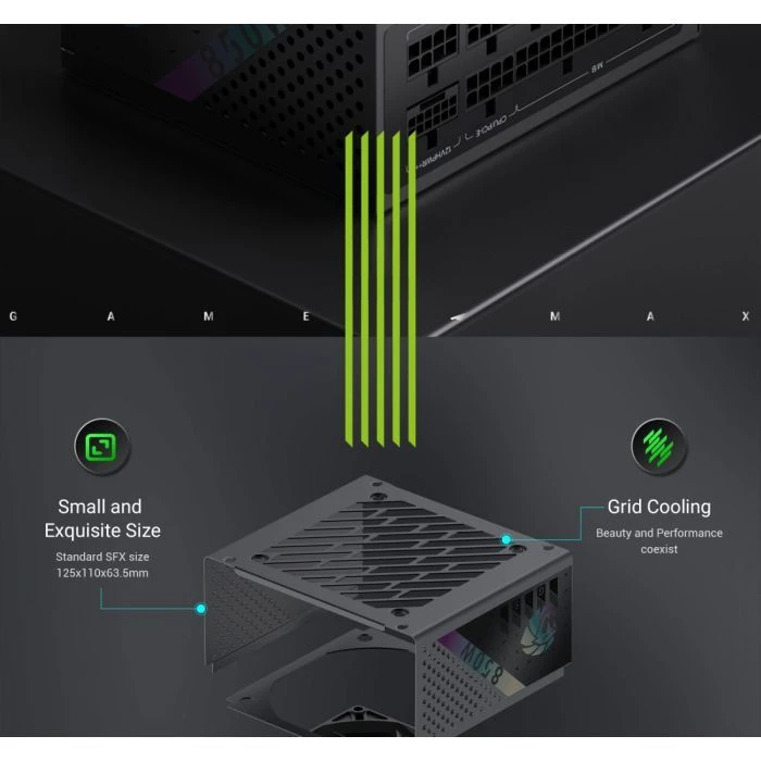 Gamemax 850W (GS 850G V25) (UA) Стандарт БП: SFX; Потужність: 850 Вт;