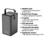 HOCO 100000mAh Endure 22.5W PD, QC, LED Lamp, Black (DB03 / 714721) (UA)