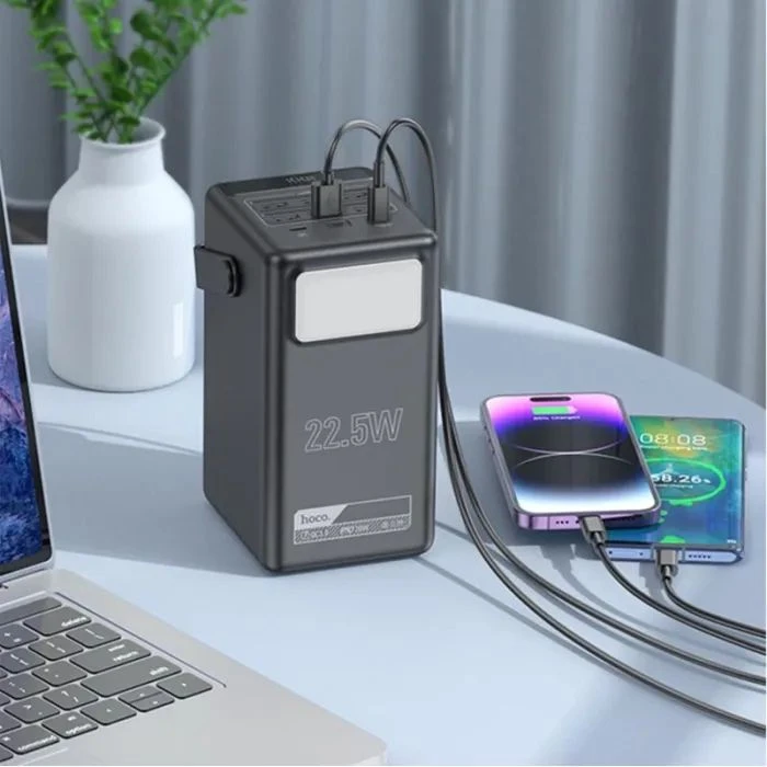 HOCO 100000mAh Endure 22.5W PD, QC, LED Lamp, Black (DB03 / 714721) (UA) Размер: 105.5 ? 97 ? 165.6 мм; Материал