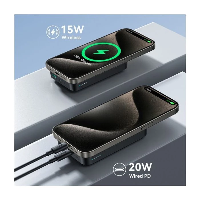 JOYROOM Magnetic Wireless 10000mAh 20W PD, QC, USB-C In/Out Black (JR-W020 / 6941237118455) (UA) Ємність: 10000 mAh; Вихідний струм: 3