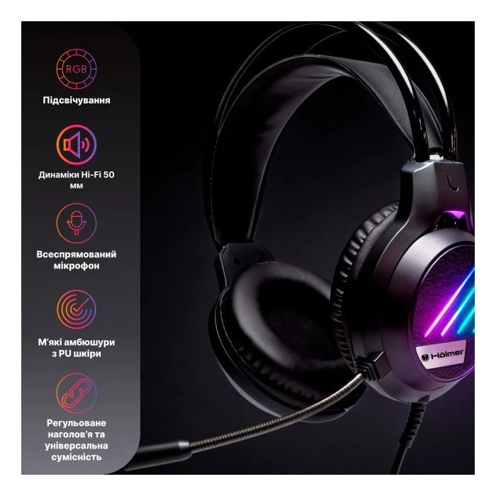 Навушники Holmer H-01GS 3.5 мм Black (H-01GS) (UA)
