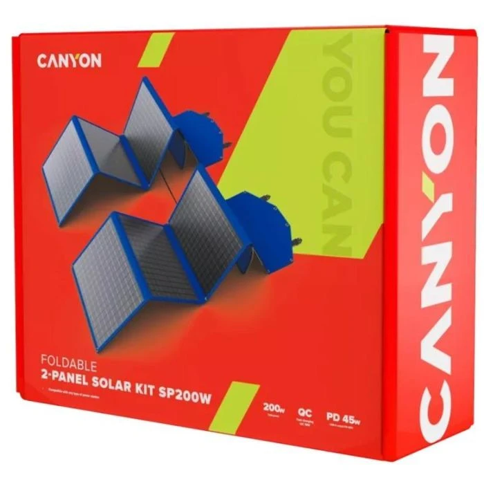 Портативна сонячна панель Canyon CND-SP200W2P (UA) Потужність, Вт: 200; Вихідна