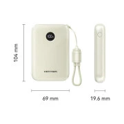 VENTION 10000mAh 22,5W Fast Charging, USB-A, 2xUSB-C Beige (FKAN0-C) (UA)