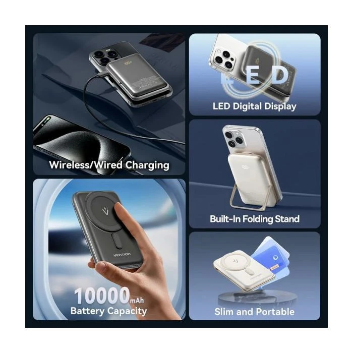 VENTION Magnetic Wireless 10000mAh 20W PD USB-C In/Out, QI-15W White (FHNW0) (UA)