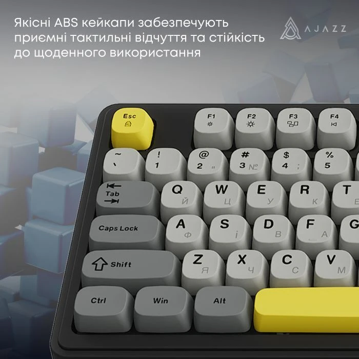 а Ajazz AF98 Plus Wireless/Bluetooth/USB UA Black/Grey/Yellow (AF98-PLUS-BGY) (UA) Тип: мультимедійна, з