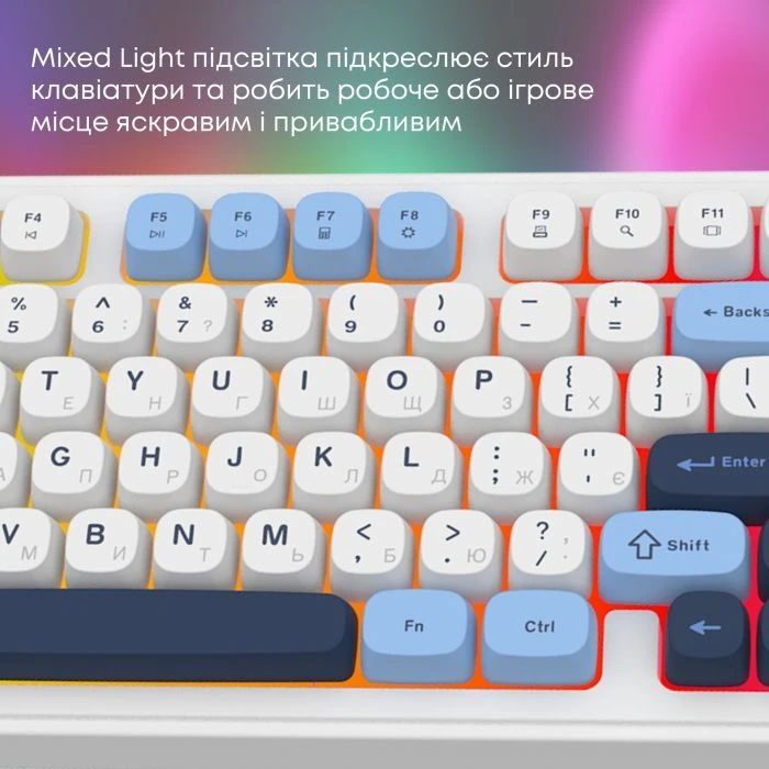 а Ajazz AF98 USB UA White/Blue (AF98-GB) (UA)