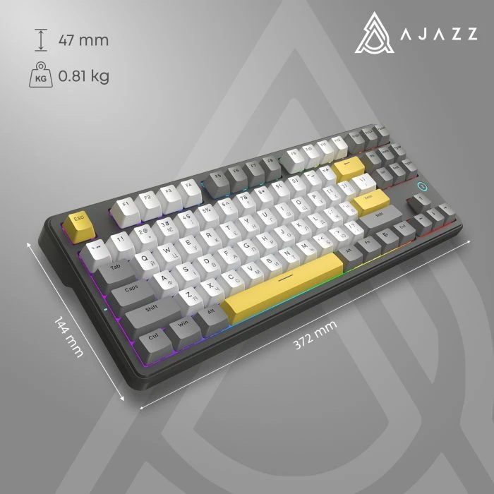 а Ajazz AK870 V2 Flying Fish Switch USB UA Black/Grey/Yellow (AK870-V2-FF-BGY) (UA) Интерфейс подключения: USB;