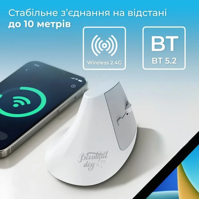 а Ajazz i300 Wireless/Bluetooth/USB White (i300-W) (UA)