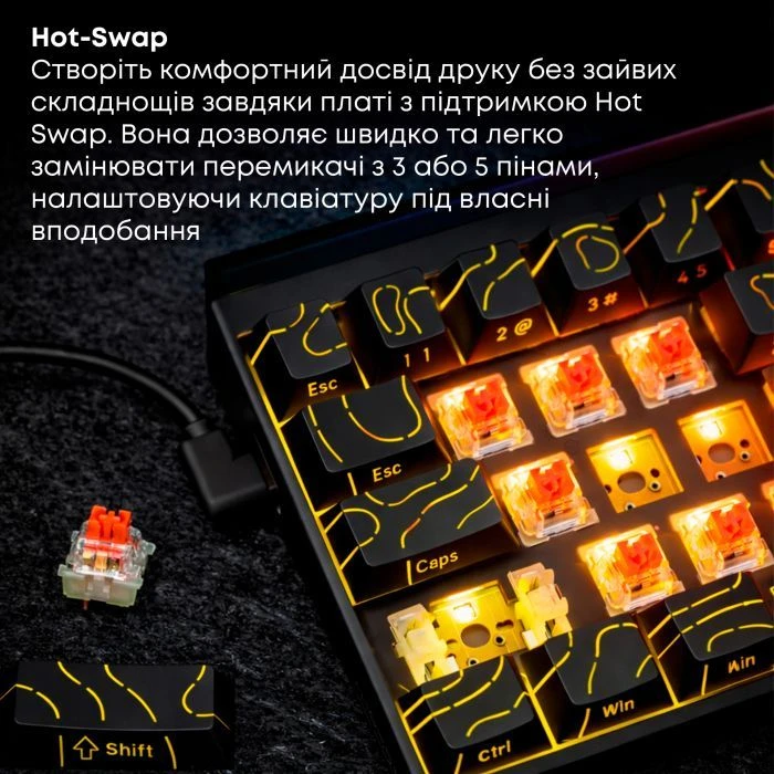 а Ajazz NK68 Red Switch USB UA Black (NK68-R-S-B) (UA)