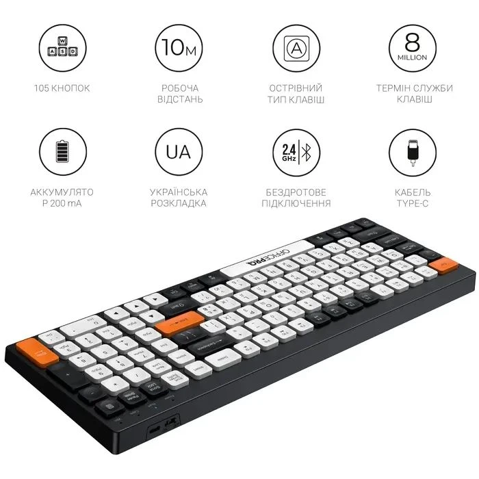 а OfficePro SK985BO Bluetooth/Wireless UA Black/White (SK985BO) (UA) Тип: мультимедійна, ігрова;