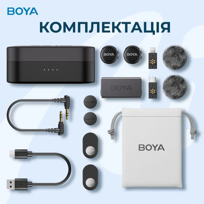 Boya LINK 3-01 Type-C/TRS/Lightning Black (LINK 3-01) (UA) Тип: конденсаторний;