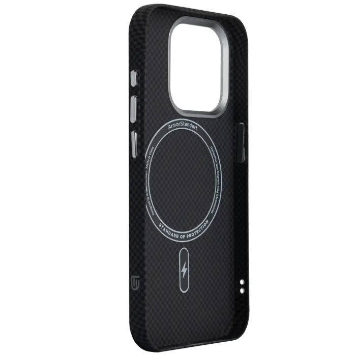Чехол для мобильного телефона Armorstandart LikeCarbon2 MagCase Apple iPhone 15 Pro Kevlar Black (ARM88589) (UA)