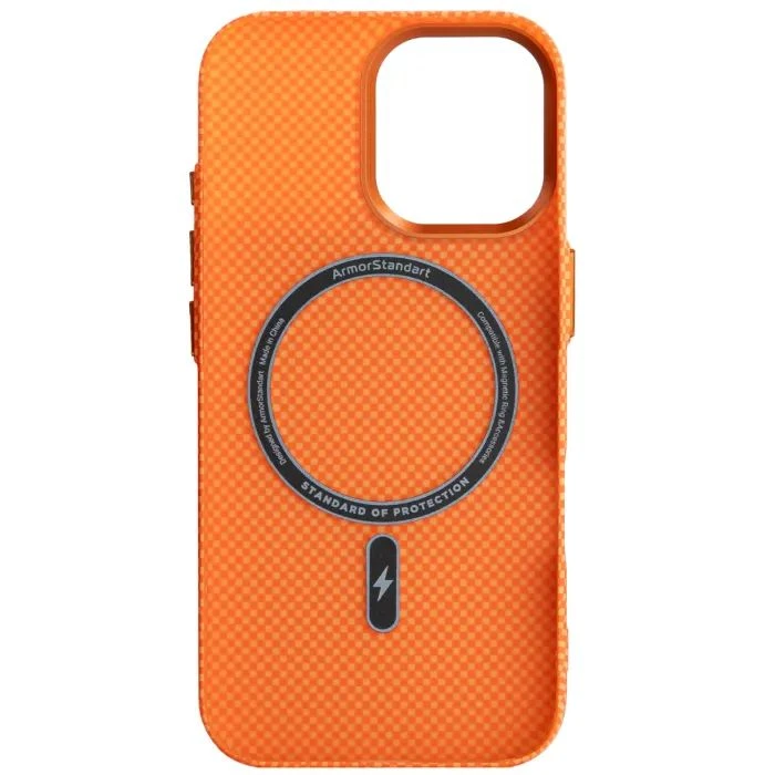 Чехол для мобильного телефона Armorstandart LikeCarbon2 MagCase Apple iPhone 16 Pro Kevlar Orange (ARM88596) (UA)
