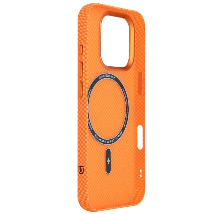 Чехол для мобильного телефона Armorstandart LikeCarbon2 MagCase Apple iPhone 16 Pro Kevlar Orange (ARM88596) (UA)