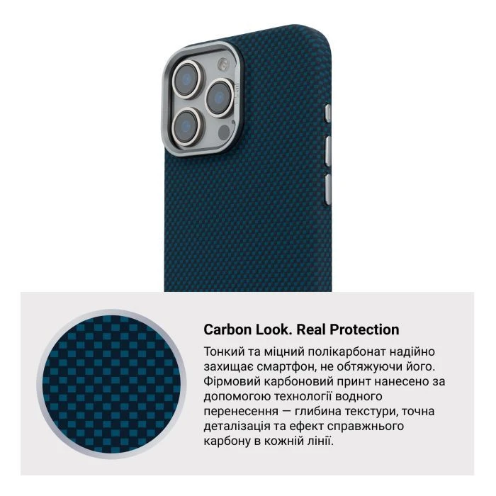 Чехол для мобильного телефона Armorstandart LikeCarbon2 MagCase Apple iPhone 16 Pro Max Kevlar Dark Blue (ARM88593) (UA)