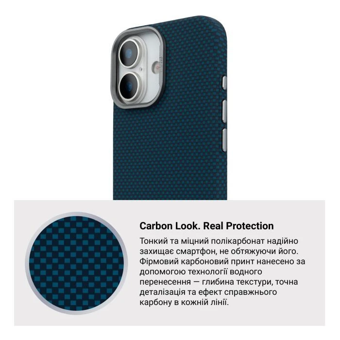Чехол для мобильного телефона Armorstandart LikeCarbon2 MagCase Apple iPhone 17 Kevlar Dark Blue (ARM88613) (UA)