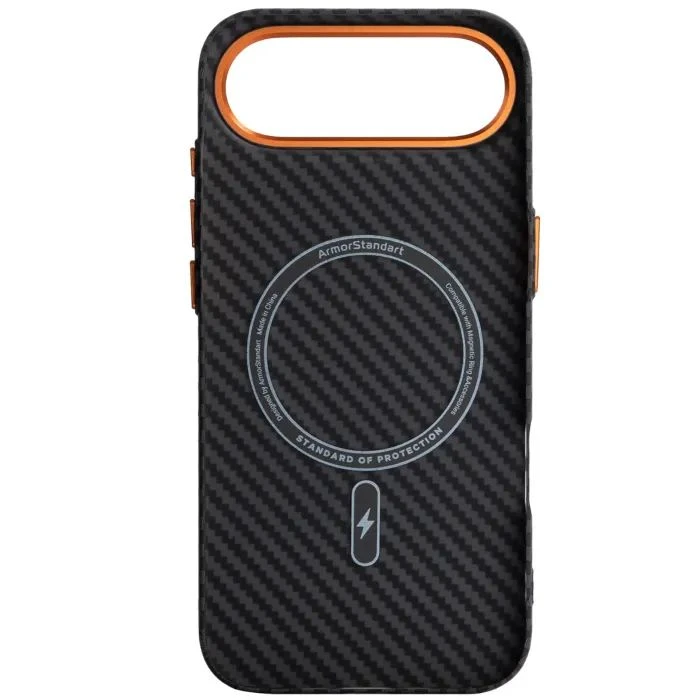 Чохол для мобільного телефону Armorstandart LikeCarbon2 SE MagCase Apple iPhone 17 Air Black Orange (ARM89155) (UA) Тип чохла для телефону: