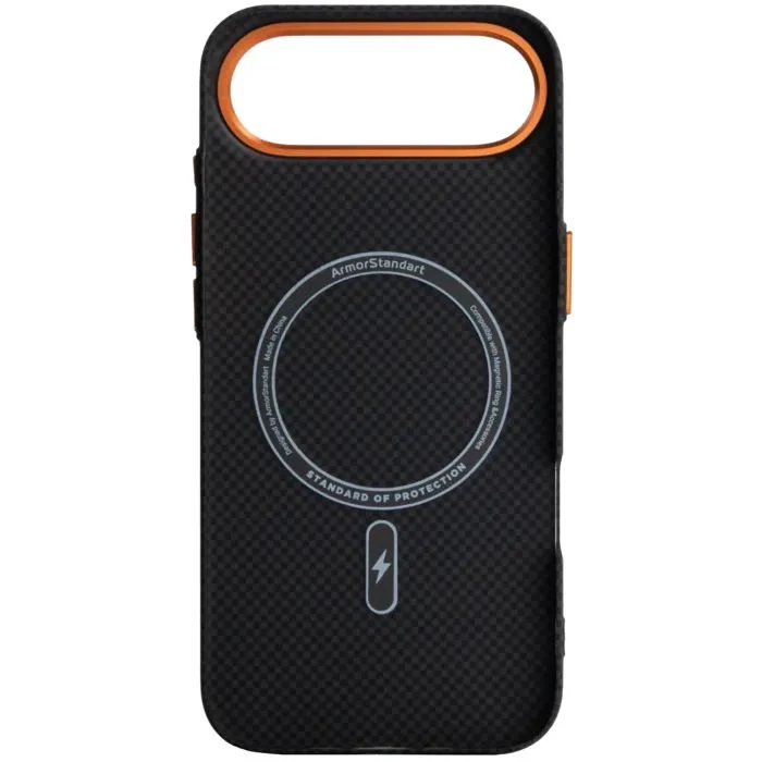 Чехол для мобильного телефона Armorstandart LikeCarbon2 SE MagCase Apple iPhone 17 Air Kevlar Black Orange (ARM89166) (UA)