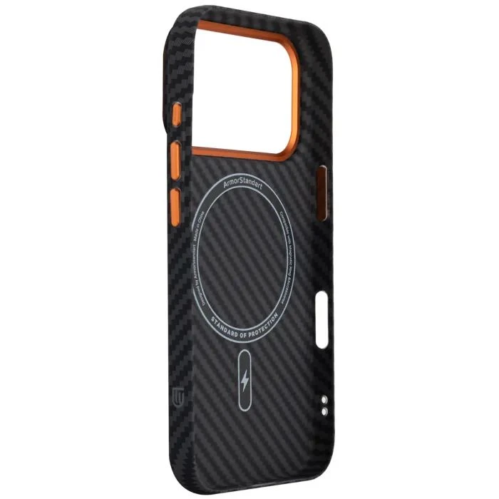 Чехол для мобильного телефона Armorstandart LikeCarbon2 SE MagCase Apple iPhone 17 Pro Black Orange (ARM89161) (UA)