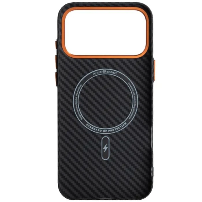 Чехол для мобильного телефона Armorstandart LikeCarbon2 SE MagCase Apple iPhone 17 Pro Max Black Orange (ARM89162) (UA)