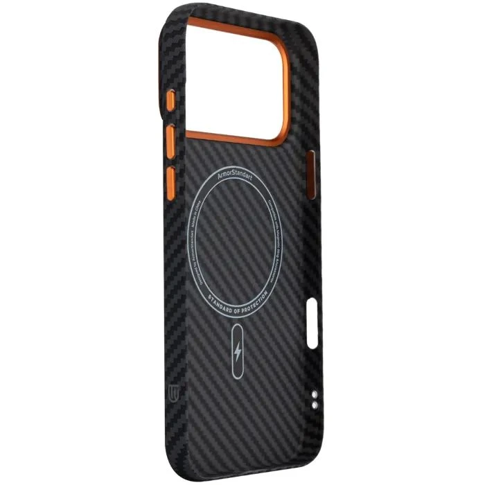 Чехол для мобильного телефона Armorstandart LikeCarbon2 SE MagCase Apple iPhone 17 Pro Max Black Orange (ARM89162) (UA)