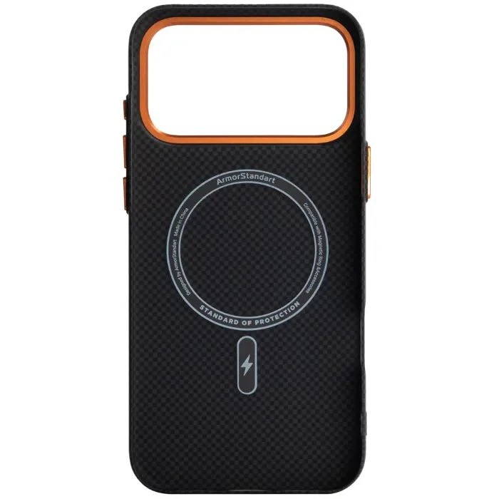 Чехол для мобильного телефона Armorstandart LikeCarbon2 SE MagCase Apple iPhone 17 Pro Max Kevlar Black Orange (ARM89165) (UA)