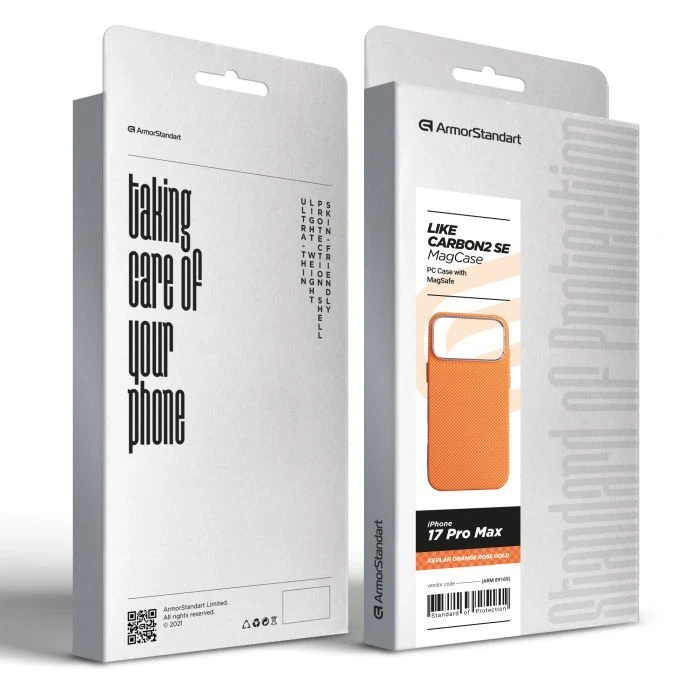 Чехол для мобильного телефона Armorstandart LikeCarbon2 SE MagCase Apple iPhone 17 Pro Max Kevlar Orange Rose Gold (ARM89169) (UA)