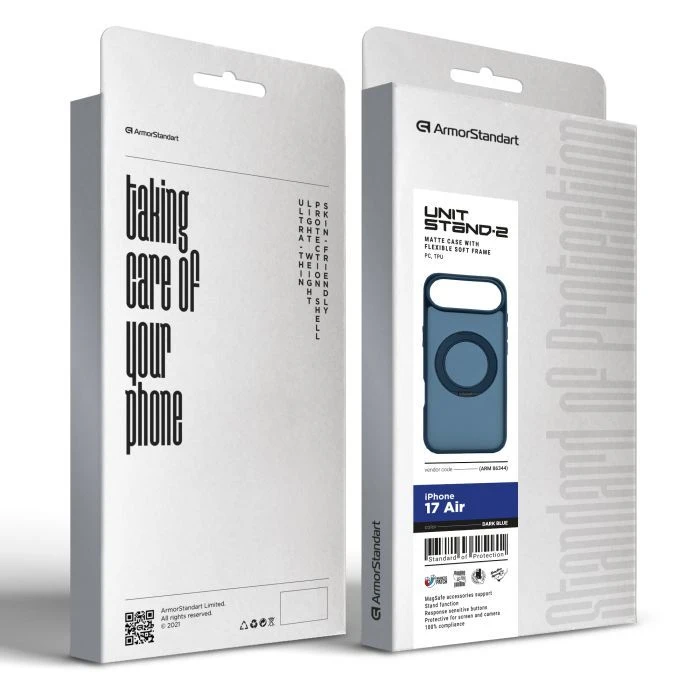 Чехол для мобильного телефона Armorstandart Unit Stand2 Apple iPhone 17 Air Dark Blue (ARM86344) (UA) Совместимость с брендом: Apple;