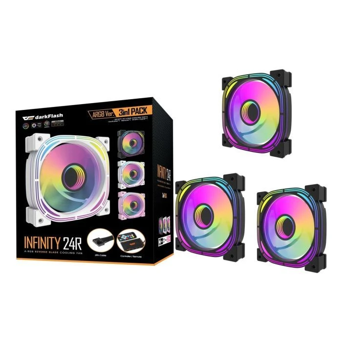 Кулер для корпуса DARKFLASH INF24 3IN1(PWM) BLACK (UA)