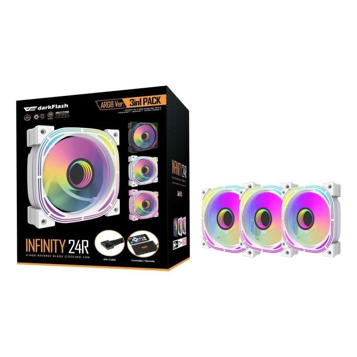 Кулер для корпуса DARKFLASH INF24 3IN1(PWM) WHITE (UA)
