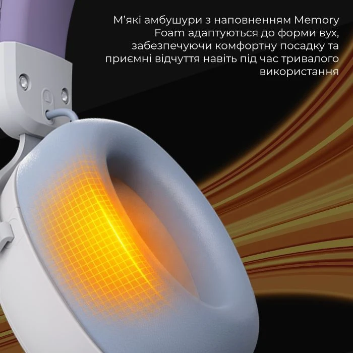 Навушники Ajazz AHM08 MAX 3-Mode White/Purple (AHM08-MAX-PWB) (UA) Тип: геймерські (ігрові);