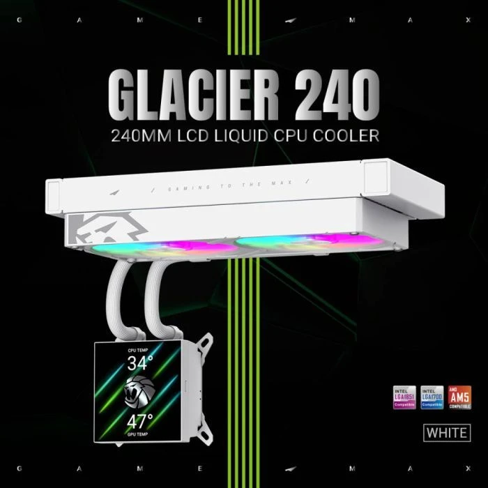 Система жидкостного охлаждения Gamemax GLACIER 240 LCD WH (UA)