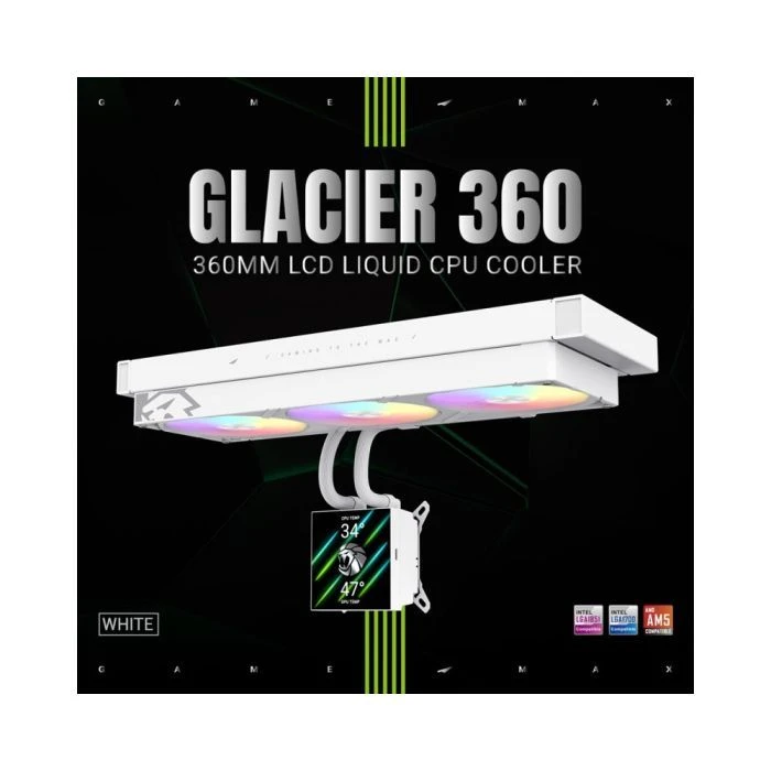 Система рідинного охолодження Gamemax GLACIER 360 LCD WH (UA)