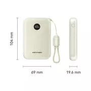 VENTION 10000mAh 22,5W Fast Charging, USB-A, 2xUSB-C Beige (FKAN0-C) (UA)