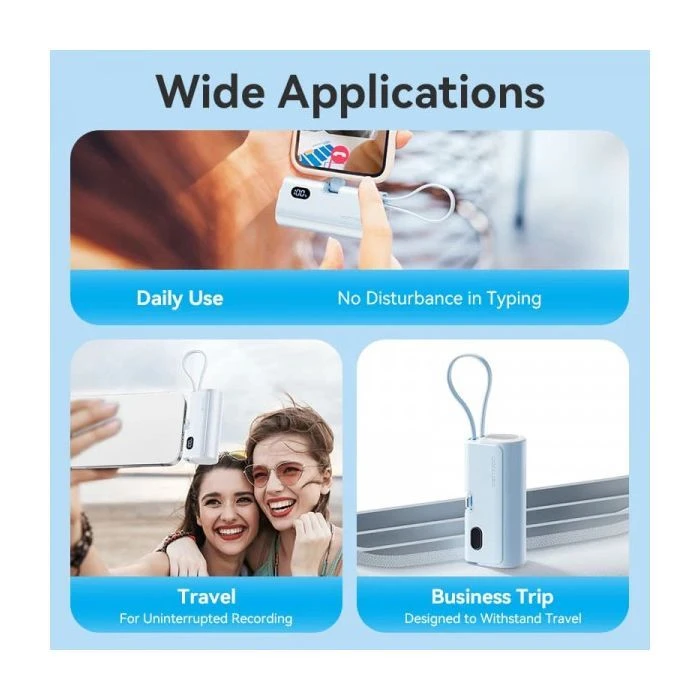 VENTION 4800mAh 22,5W PD, USB-C In/Out, LED display, with built-in Lightning cable Black (FHRB0) (UA)