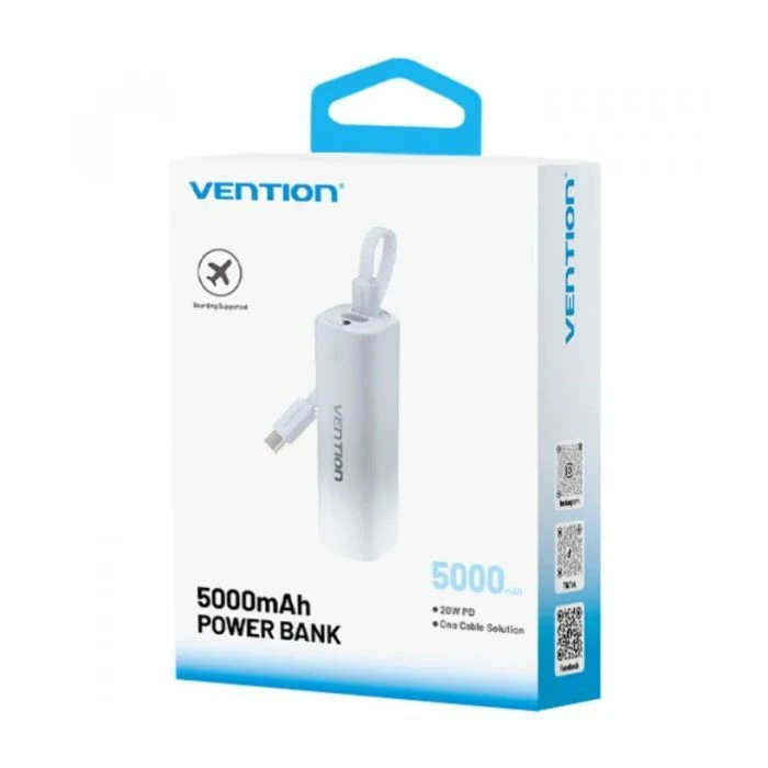 VENTION 5000mAh 20W PD, USB-C In/Out, Lightning In/Out, with cable, Gradient Gray (FHWM0) (UA)