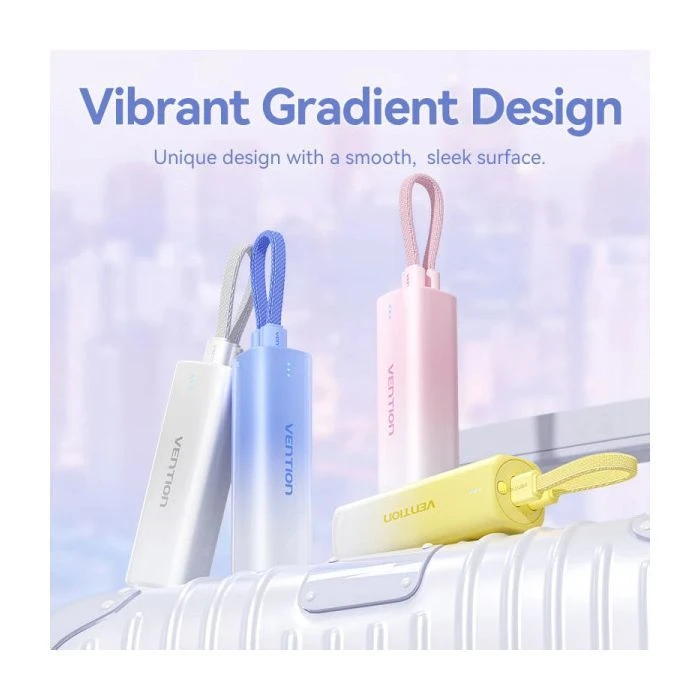 VENTION 5000mAh 20W PD, USB-C In/Out, Lightning In/Out, with cable, Gradient Red (FHWR0) (UA)