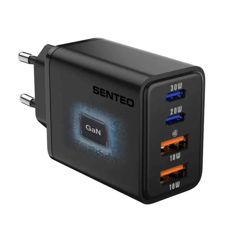 Мережевий зарядний пристрій SENTEO Z-19 2USB + 2USB-C 3A GaN PD 50W Black
