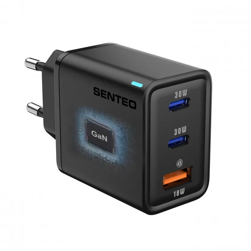 Мережевий зарядний пристрій SENTEO Z-17 USB + 2USB-C 3A GaN PD 30W Black