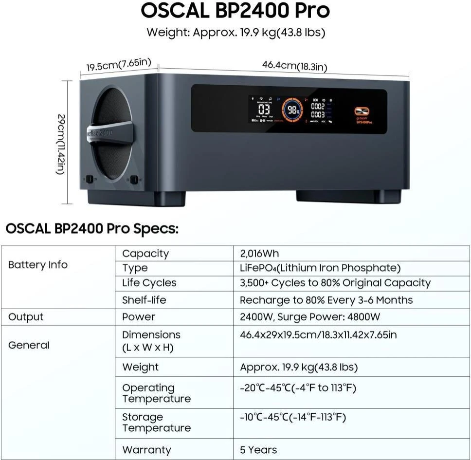 Додаткова батарея для зарядної станції Oscal BP2400 Expansion Battery