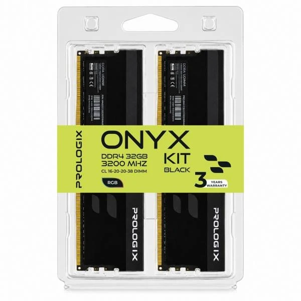Prologix 32 GB (2x16GB) DDR4 3200 MHz Onyx Black RGB (PRO32GB3200YBR4K) (UA)