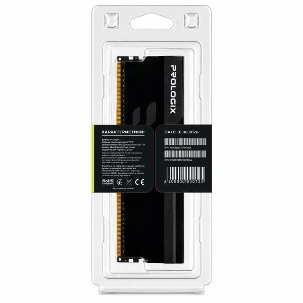Prologix 8 GB DDR4 3200 MHz Onyx Black RGB (PRO8GB3200YBR4) (UA)