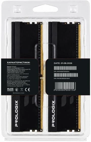Prologix 16 GB (2x8GB) DDR4 3200 MHz Onyx Black (PRO16GB3200YB4K) (UA)