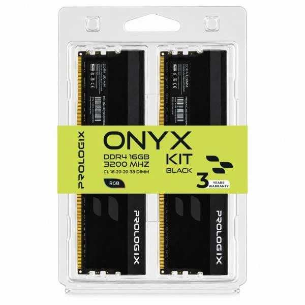 Prologix 16 GB (2x8GB) DDR4 3200 MHz Onyx Black RGB (PRO16GB3200YBR4K) (UA)