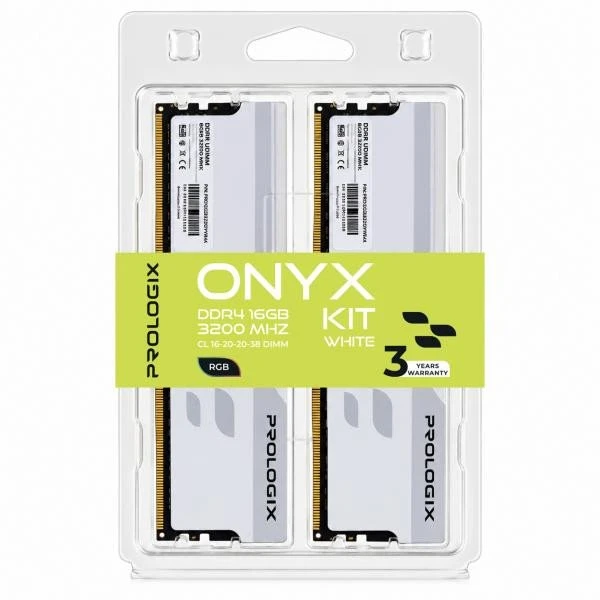 Prologix 16 GB (2x8GB) DDR4 3200 MHz Onyx White RGB (PRO16GB3200YWR4K) (UA)