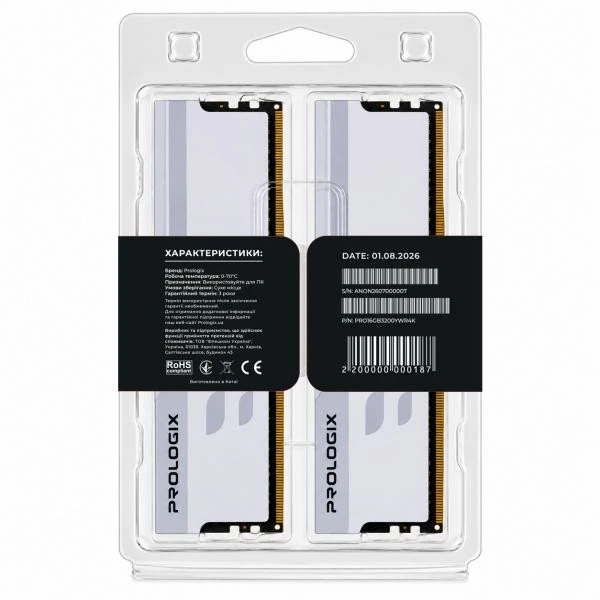 Prologix 16 GB (2x8GB) DDR4 3200 MHz Onyx White RGB (PRO16GB3200YWR4K) (UA)