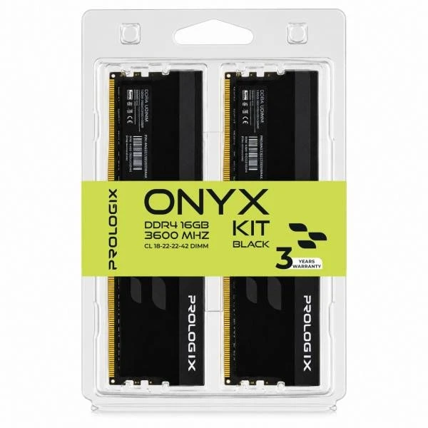 Prologix 16 GB (2x8GB) DDR4 3600 MHz Onyx Black (PRO16GB3600YB4K) (UA)