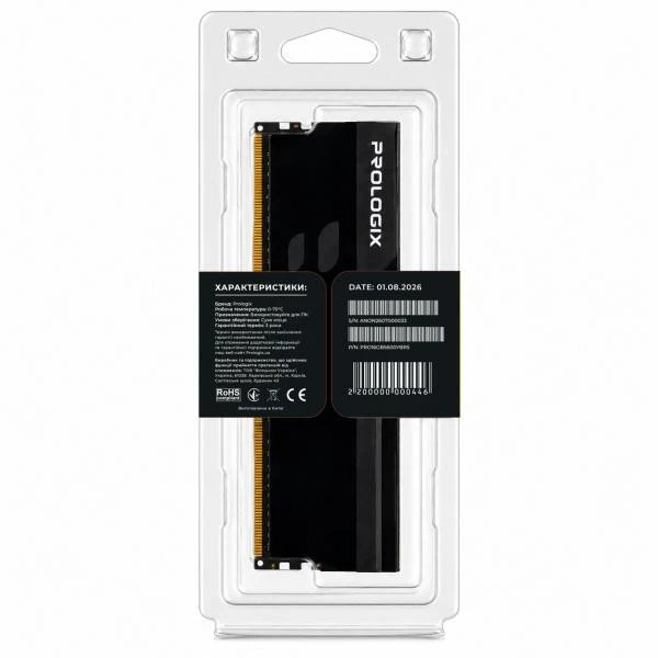 Prologix 16 GB DDR5 5600 MHz Onyx Black RGB (PRO16GB5600YBR5) (UA)