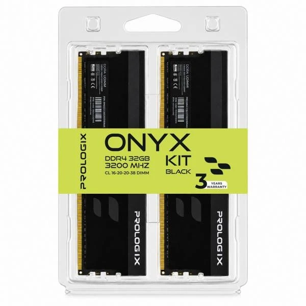 Prologix 32 GB (2x16GB) DDR4 3200 MHz Onyx Black (PRO32GB3200YB4K) (UA)