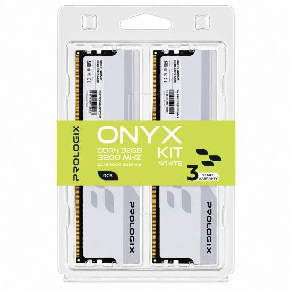 Prologix 32 GB (2x16GB) DDR4 3200 MHz Onyx White RGB (PRO32GB3200YWR4K) (UA)